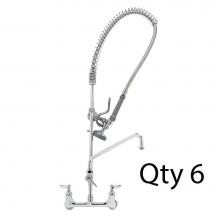 T&S Brass B-0133-ADF12-BM - EasyInstall Pre-Rinse, Spring Action, Wall Mount, 12'' Add-On Faucet (QTY6)