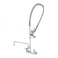 T&S Brass B-0133-ADF12-B - EasyInstall Pre-Rinse Unit: Spring Action, 8'' Wall Mount, 12'' Add-On Faucet,