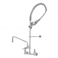 T&S Brass B-0133-ADF16-BR - 8'' WallMount Pre-Rinse, Supply Stops-Hoses-Elbows, Add-On-Fct, 16'' Swing Noz