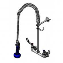 T&S Brass B-0133-CR-B08W4 - Easy-Install Pre-Rinse: 8'' Wall Mount, Ceramas w/ Check Valves, 4'' Wrist-Act