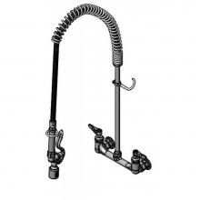 T&S Brass B-0133-CR-J - EasyInstall Pre-Rinse, 8'' Wall Mount Faucet, Cerama Cartridges, B-0107-J Spray Valve