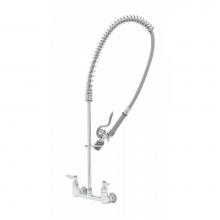 T&S Brass B-0133-J - EasyInstall Pre-Rinse, 8'' Wall Mount Faucet, Eterna Cartridges, B-0107-J Spray Valve