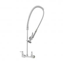 T&S Brass B-0133 - EasyInstall Pre-Rinse, Spring Action, Wall Mount Base, 8'' Centers, Eterna Cartridges