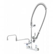 T&S Brass B-0154-CR-C - Pre-Rinse: 8'' Wall Mount, Ceramas, B-0155-LNEZ & 074X Double-Joint Nozzle, B-0107-C