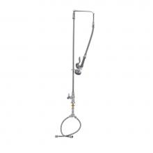 T&S Brass B-0171 - Pre-Rinse, Overhead Swivel Arm, Single Hole Base, Flex Hoses, Single Temperature Control