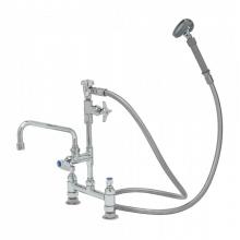 T&S Brass B-0177-60X-LF22 - 8'' Deck Mount Faucet, ADF, 8'' Swing Nozzle, Laminar Flow, VB, B-0080-H Hose