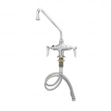 T&S Brass B-0200-BRASS - Double Pantry Faucet, Single Hole Base, 18'' Swing Nozzle, Brass Handles