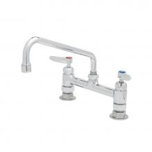 T&S Brass B-0220-061XCRF1 - 8'' Deck Mount Faucet, Ceramas, 10'' Swing Nozzle, 1.0 GPM Aerator, Lever Hand