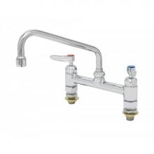 T&S Brass B-0220-61X-CCCR - 8'' Double Pantry Swivel Base Faucet, Deck Mount, Ceramas, Lever Handles, 061X, 00CC Inl