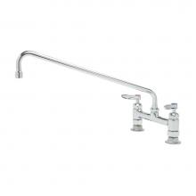 T&S Brass B-0220-CR - 8'' Deck Mount Faucet, 18'' Swing Nozzle, Ceramas, Lever Handles