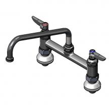 T&S Brass B-0220-EE-061X - 8'' Deck Mount Faucet w/ Eternas, 10'' Swing Nozzle (061X), 00EE Inlets