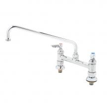 T&S Brass B-0220-EE - Double Pantry Faucet, Deck Mount, 8'' Centers, 18'' Swing Nozzle, EE Inlets