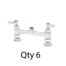 T&S Brass B-0220-LNM - Double Pantry Swivel Base Faucets, 8'' Deck Mount, Lever Handles, Less Nozzle (Qty.6)