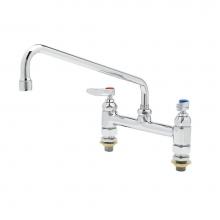 T&S Brass B-0221-CC - Double Pantry Faucet, Deck Mount, 8'' Centers, 12'' Swing Nozzle (062X), 1/2&a