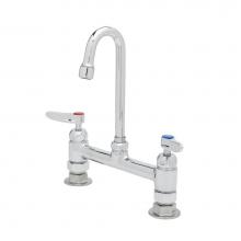 T&S Brass B-0221-CR-K-F10 - 8'' Deck Mount Faucet, Ceramas, 12'' Swing Nozzle, 1.0 GPM Aerator, Lever Hand