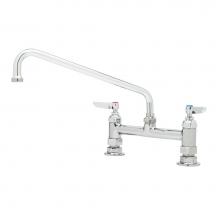 T&S Brass B-0221-CR - Double Pantry Faucet, Deck Mount, 8'' Centers, 12'' Swing Nozzle, Cerama Cartr