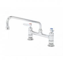 T&S Brass B-0221-CR - Double Pantry Faucet, Deck Mount, 8'' Centers, 12'' Swing Nozzle, Cerama Cartr