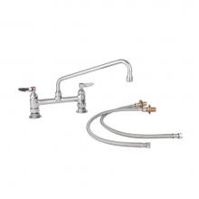 T&S Brass B-0221-KIT - Double Pantry Faucet, Deck Mount, 8'' Centers, 12'' Swing Nozzle (062X), Lever