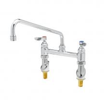 T&S Brass B-0221-KK - Double Pantry Faucet, Deck Mount, 8'' Centers, 12'' Swing Nozzle (062X), KK In