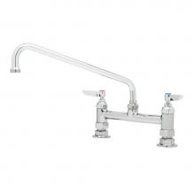 T&S Brass B-0221 - Double Pantry Faucet, Deck Mount, 8'' Centers, 12'' Swing Nozzle (062X), Lever