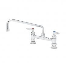 T&S Brass B-0221 - Double Pantry Faucet, Deck Mount, 8'' Centers, 12'' Swing Nozzle (062X), Lever