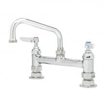 T&S Brass B-0222-M - Double Pantry Faucet, Deck Mount, 8'' Centers, 6'' Swing Nozzle (059X) (Qty. 6