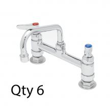 T&S Brass B-0222-M - Double Pantry Faucet, Deck Mount, 8'' Centers, 6'' Swing Nozzle (059X) (Qty. 6