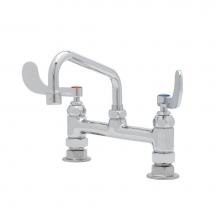 T&S Brass B-0222-WH4 - Double Pantry Faucet, 8'' Deck Mount, Eternas, 6'' Swing Nozzle, 4''