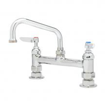 T&S Brass B-0222 - Double Pantry Faucet, Deck Mount, 8'' Centers, 6'' Swing Nozzle (059X), Lever
