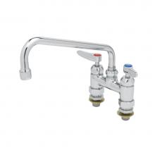 T&S Brass B-0225-CC-CR - Double Pantry Faucet, 4'' Deck Mount, Ceramas, 12'' Swing Nozzle, 1/2'&ap