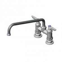 T&S Brass B-0225-CR - Double Pantry Faucet, Deck Mount, 4'' Centers, 12'' Swing Nozzle, Cerama Cartr