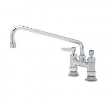 T&S Brass B-0225-CR - Double Pantry Faucet, Deck Mount, 4'' Centers, 12'' Swing Nozzle, Cerama Cartr