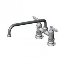 T&S Brass B-0225-M - Double Pantry Faucet, Deck Mount, 4'' Centers, 12'' Swing Nozzle (062X) (Qty.
