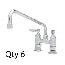 T&S Brass B-0225-M - Double Pantry Faucet, Deck Mount, 4'' Centers, 12'' Swing Nozzle (062X) (Qty.