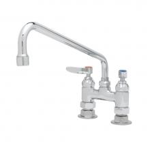 T&S Brass B-0225 - Double Pantry Faucet, Deck Mount, 4'' Centers, 12'' Swing Nozzle (062X), Lever