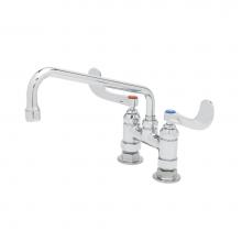 T&S Brass B-0226-V15-WH4 - Double Pantry Faucet, Deck Mount, 4'' Centers, 10'' Swing Nozzle w/ 1.5 GPM VR