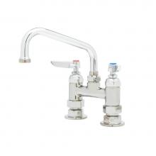 T&S Brass B-0227-CR - Double Pantry Faucet, Deck Mount, 4'' Centers, 8'' Swing Nozzle, Ceramas Cartr