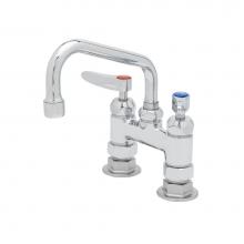 T&S Brass B-0227-CR - Double Pantry Faucet, Deck Mount, 4'' Centers, 8'' Swing Nozzle, Ceramas Cartr