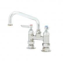 T&S Brass B-0227 - Double Pantry Faucet, Deck Mount, 4'' Centers, 8'' Swing Nozzle (060X)