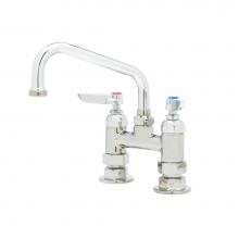 T&S Brass B-0228-M - Double Pantry Faucet, Deck Mount, 4'' Centers, 6'' Swing Nozzle (059X) (Qty. 6