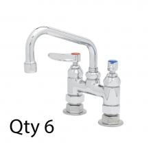 T&S Brass B-0228-M - Double Pantry Faucet, Deck Mount, 4'' Centers, 6'' Swing Nozzle (059X) (Qty. 6