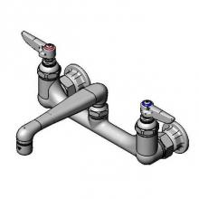 T&S Brass B-0230-01-QT - Mixing Faucet, 8'' Wall Mount, 6'' Cast Spout w/ Aerator, Lever Handles, QT Et