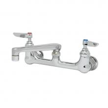 T&S Brass B-0230-01 - Mixing Faucet, 8'' Wall Mount, 6'' Cast Spout w/ Aerator, Lever Handles, Etern