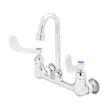 T&S Brass B-0230-132XA-EL - 8'' c/c Wall Mount Faucet, 4'' Wrist Handles, Swivel Gooseneck, VR Aerator &am