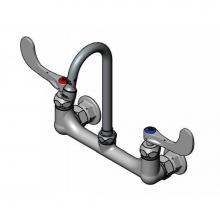 T&S Brass B-0230-187XWSC4 - 8'' Double Pantry Faucet, Wall Mount, Ceramas, Gooseneck, 1.5 GPM Aerator, 4''