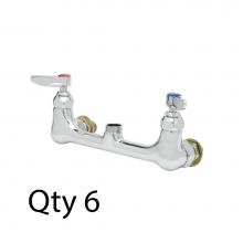 T&S Brass B-0230-CCLNM - Double Pantry Swivel Base Faucet, Wall Mount, 8'' Centers, CC Inlets, Less Nozzle (Qty.