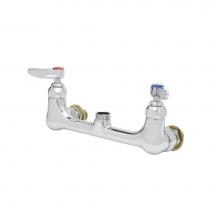 T&S Brass B-0230-CCLN - Double Pantry Swivel Base Faucet, Wall Mount, 8'' Centers, CC Inlets, Less Nozzle