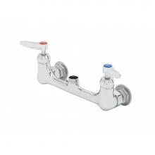 T&S Brass B-0230-CR-LN - 8'' Wall Mount Mixing Faucet, SC-Cerama Cartridges, Lever Handles, Less Nozzle