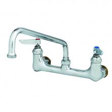 T&S Brass B-0231-CCM - Double Pantry Faucet, Wall Mount, 8'' Centers, 12'' Swing Nozzle, 1/2'&ap