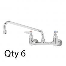 T&S Brass B-0231-M - Double Pantry Faucet, Wall Mount, 8'' Centers, 12'' Swing Nozzle (Qty. 6)